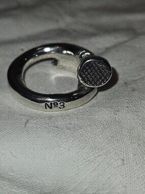 NUMERO 3 BY CICLON Heavy Silver Hardware Nail Ring Size 7.5 13.4g